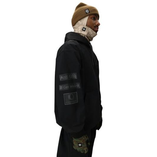 シックスエイトシックス ジャケット スノーボード 防水 パーカー メンズ 25-26モデル M5WNCS125 WP ASSC F1 HD ASSC BLK 防水 フリース 裏地 ソフトシェル パーカー フーディ スノー ストリート 冬用 撥水