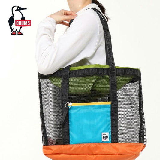 チャムス CHUMS CH60-3929 MESH TOTE BAG チャムス メッシュトートバッグ CHUMS トート バッグ アウトドア 28L 大容量 軽量 透け感 ドローコード 肩掛け可能 CH60-3929 (250406)
