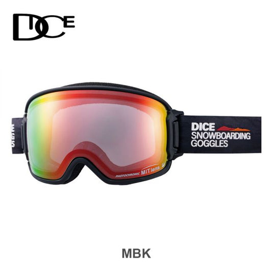 DICE ダイス BK55190 (C-MIT LGR/RD) BANK WGRY Q MIT調光ミラー ゴーグル Photochromic Light Gray Mit Red Mirror A-BLOW SYSTEM搭載 全天候対応 日本製 25-26モデル MBK スノーボード スキー用 高視認性レンズ (251013)