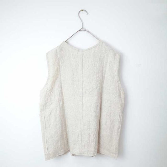 イチアンティークス レディース ベスト ichi Antiquites 901123 LINEN VINTAGE VEST リネンビンテージベスト ナチュラル フリーサイズ 春夏 ベージュ 麻 リネン (240328)