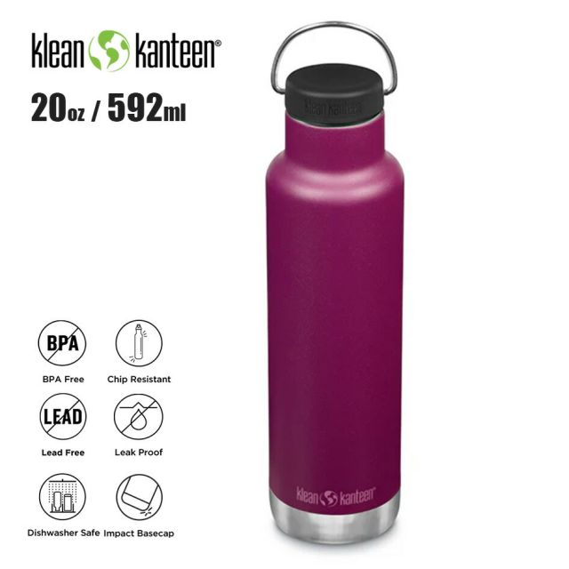 クリーンカンティーン クラシックインスレート 20oz 592ml ステンレスボトル 保温 保冷 真空断熱 ウォーターボトル Klean Kanteen Classic Insulated Bottle (260316)