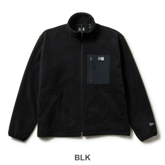 ニューエラ フリース NEWERA FLEECE JACKET フリースジャケット ボックスロゴ ウーブンパッチ ブラック ユニセックス 保温 防寒 軽量 ポリエステル ジャケット ドローコード付き シルエット調整可能 アウター ブルゾン (251011)