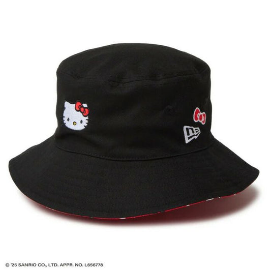 KIDS BUCKET RV KITTY キッズ Kid's バケット01 リバーシブル HELLO KITTY ハローキティ ブラック ニューエラ ハローキティ コラボ バケットハット キッズ ハット 帽子 子供用 S M L ブラック HELLO KITTY (250411)