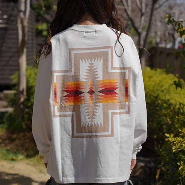 ペンドルトン ロンt PENDLETON 長袖 19807029 L/S BKPrint Tee メンズ レディース ユニセックス ブラック ブルー カーキ ホワイト S M L ジャパンフィット コットン オールシーズン メール便 (240908)