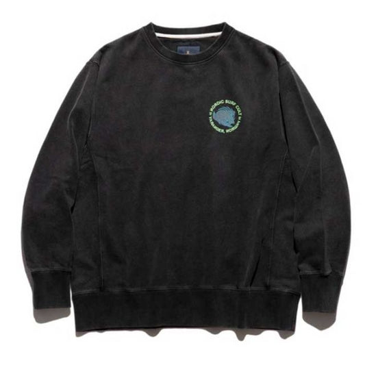 ロアーク トレーナー スウェット ROARK RSWJ1071 "SURF CULT" CREW SWEAT メンズ 長袖 ジャパンフィット ブラック 裏毛 リラックスシルエット M / L (241030)