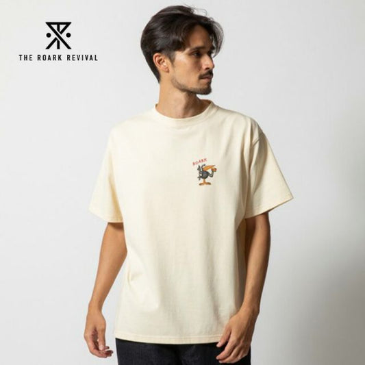 ロアーク ROARK RTJF1102 "SWOOPY BOYS" FINE TECH DRY T 半袖Tシャツ メンズ カラス プリント 吸湿 消臭 ドライ 再生繊維 コットン ミドルウェイト 日本サイズ トレラン マラソン ランニング (250328)