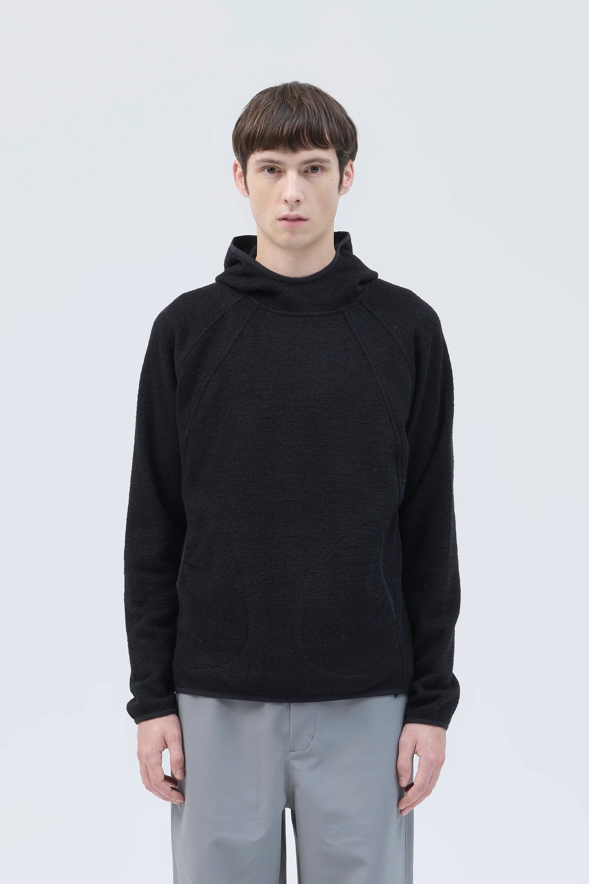 HIKINGPATROL ORBIT KNIT HOODED PULLOVER / BLACK (HP26023)