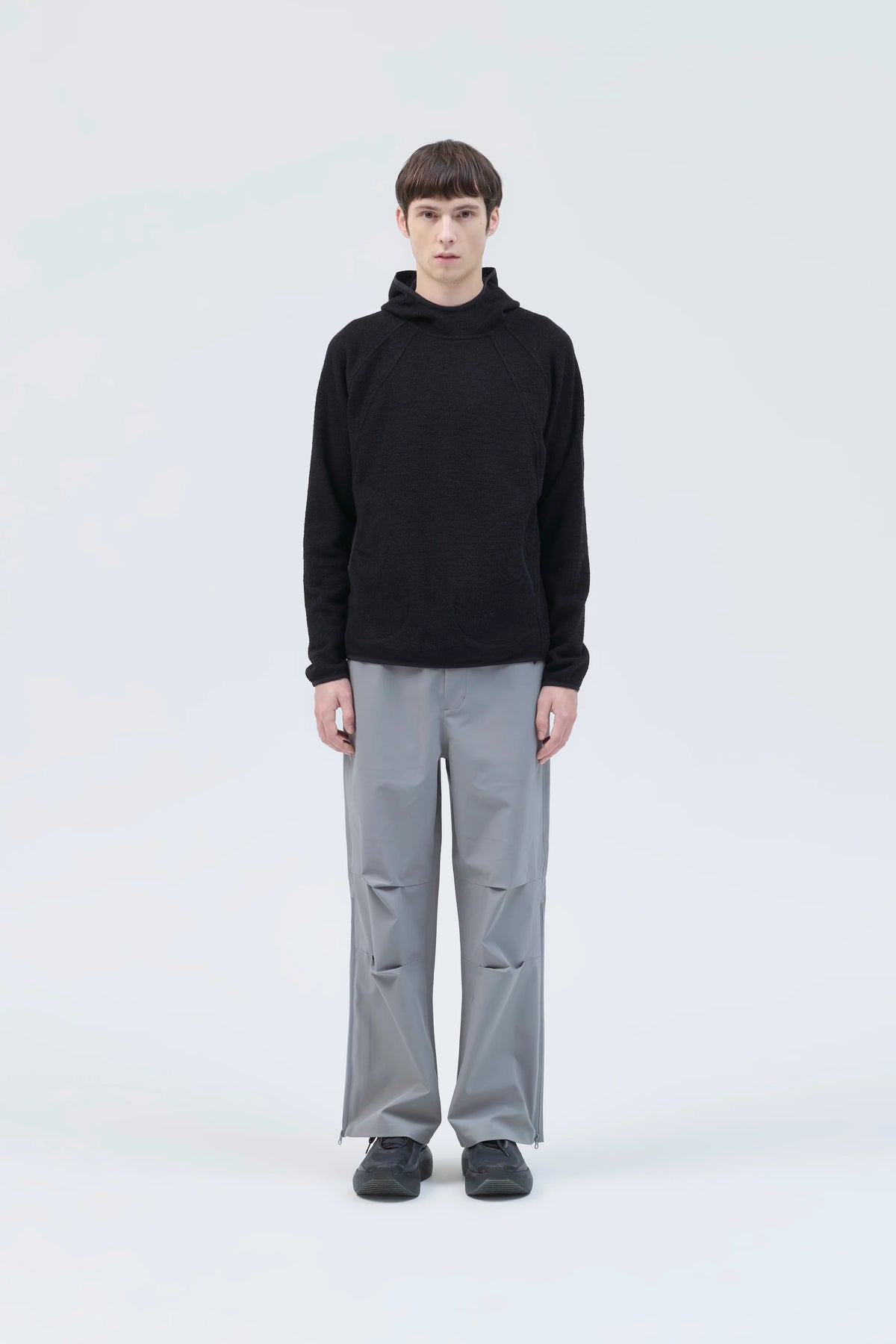 HIKINGPATROL ORBIT KNIT HOODED PULLOVER / BLACK (HP26023)