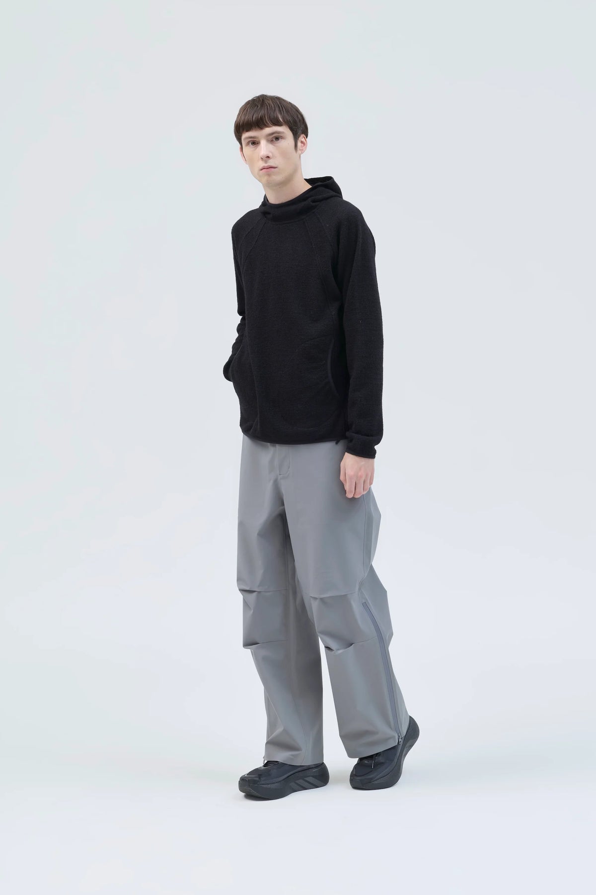 HIKINGPATROL ORBIT KNIT HOODED PULLOVER / BLACK (HP26023)