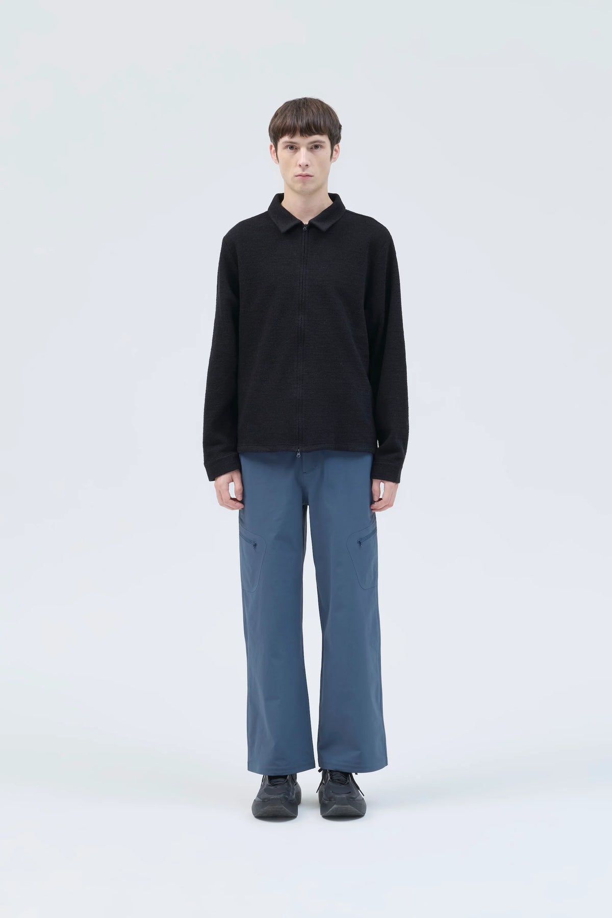 HIKINGPATROL EDGE KNIT ZIP SHIRT / BLACK (HP26024)