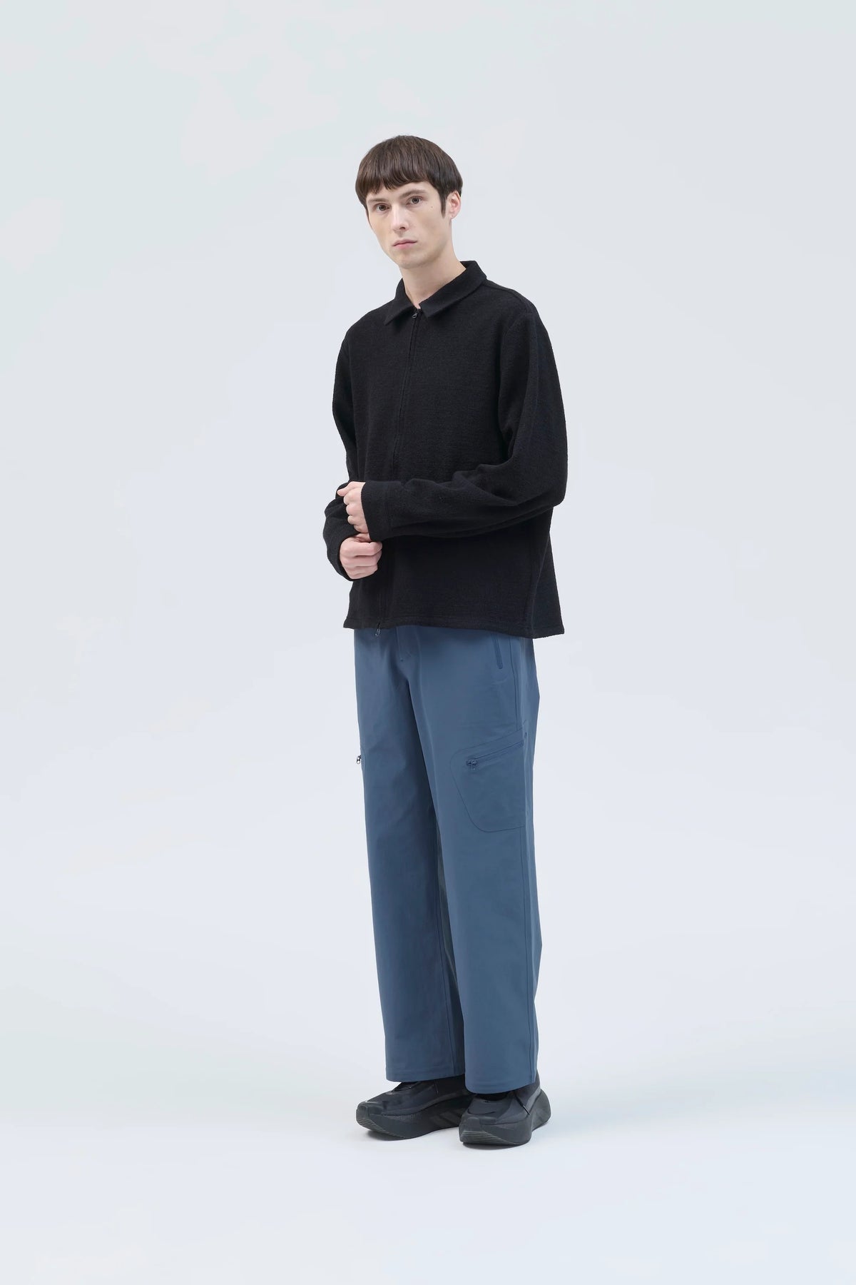 HIKINGPATROL EDGE KNIT ZIP SHIRT / BLACK (HP26024)