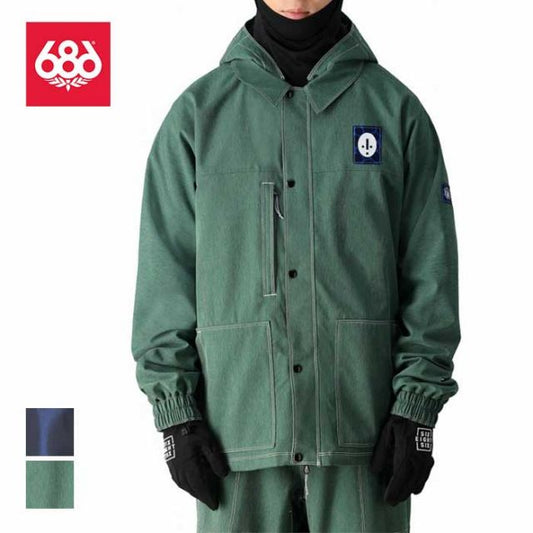 シックスエイトシックス スノーボードウェア ジャケット メンズ 24-25モデル 型落ち  686 M4WN140 DOJO SHELL JACKET グリーン ブルー M / L (241131)