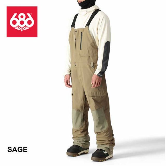 シックスエイトシックス スノーボードウェア メンズ 24-25モデル 型落ち ビブパンツ 686 M2W202 GORE-TEX STRETCH DISPATCH BIB ゴアテックス M / L (241131)