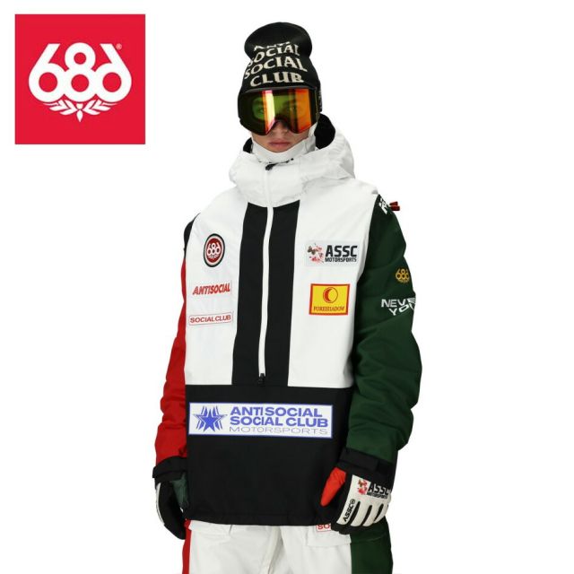 アンチソーシャルクラブ シックスエイトシックス スノーボードウェア 25-26モデル 686 M5WN175 MENS 686 ASSC F1 SHELL ANORAK  MENS ASSC F1 SHELL ANORAK メンズ アノラック ジャケット ANTI SOCIAL SOCIAL CLUB コラボ 10K防水 10K透湿 (251020)