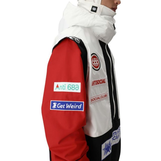 アンチソーシャルクラブ シックスエイトシックス スノーボードウェア 25-26モデル 686 M5WN175 MENS 686 ASSC F1 SHELL ANORAK  MENS ASSC F1 SHELL ANORAK メンズ アノラック ジャケット ANTI SOCIAL SOCIAL CLUB コラボ 10K防水 10K透湿 (251020)