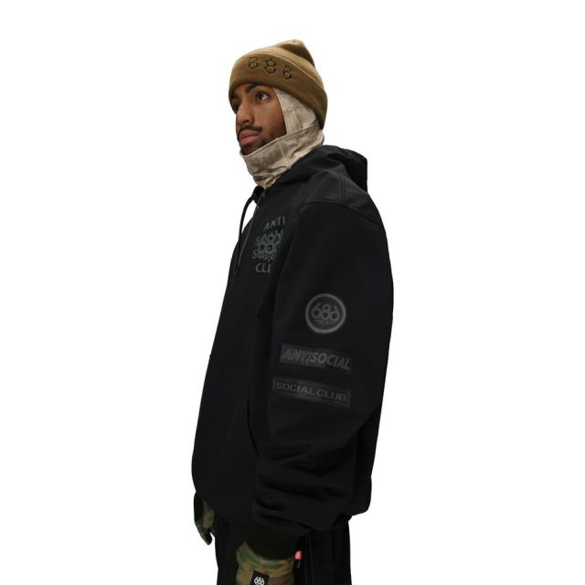 アンチソーシャルクラブ シックスエイトシックス 686 M5WNCS125 25-26モデル MENS WATERPROOF ASSC F1 HOODY メンズ フーディ パーカー ANTI SOCIAL SOCIAL CLUB コラボ ブラック 撥水 防水 ストレッチ 3レイヤー フリース裏地  (251020)