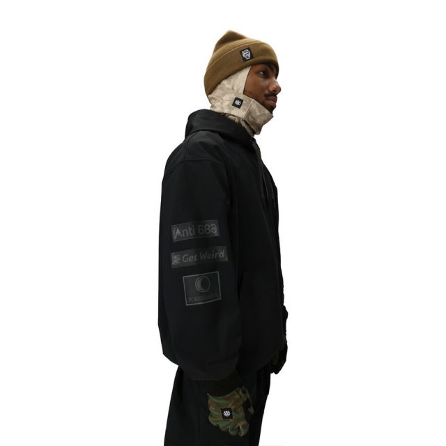 アンチソーシャルクラブ シックスエイトシックス 686 M5WNCS125 25-26モデル MENS WATERPROOF ASSC F1 HOODY メンズ フーディ パーカー ANTI SOCIAL SOCIAL CLUB コラボ ブラック 撥水 防水 ストレッチ 3レイヤー フリース裏地  (251020)