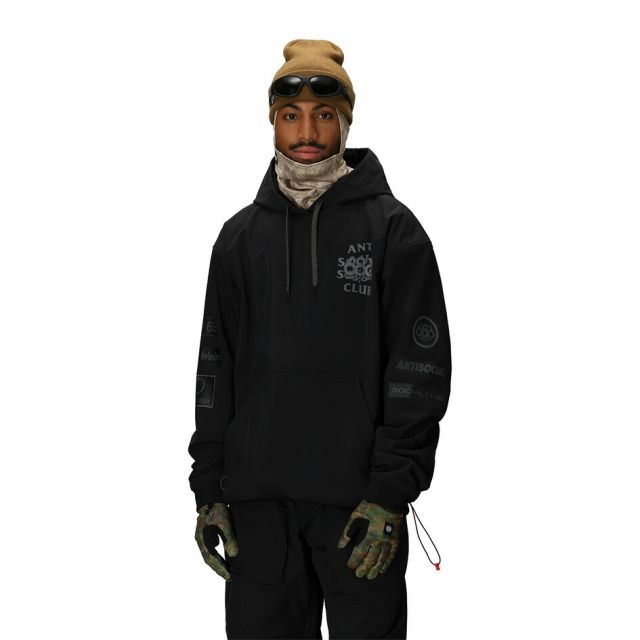 アンチソーシャルクラブ シックスエイトシックス 686 M5WNCS125 25-26モデル MENS WATERPROOF ASSC F1 HOODY メンズ フーディ パーカー ANTI SOCIAL SOCIAL CLUB コラボ ブラック 撥水 防水 ストレッチ 3レイヤー フリース裏地  (251020)