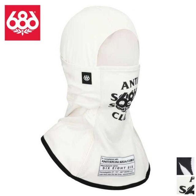 アンチソーシャルクラブ シックスエイトシックス  686 25-26モデル M4WNFMK137 ALPHA HINGED BALACLAVA バラクラバ フェイスマスク ASSCコラボ HUFコラボ ハフ メリノウール ストレッチ UPF50+ 防臭  スノーボード メール便 (251020)