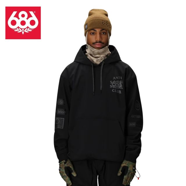 シックスエイトシックス ジャケット スノーボード 防水 パーカー メンズ 25-26モデル M5WNCS125 WP ASSC F1 HD  ASSC BLK  防水 フリース 裏地 ソフトシェル パーカー フーディ スノー ストリート 冬用 撥水