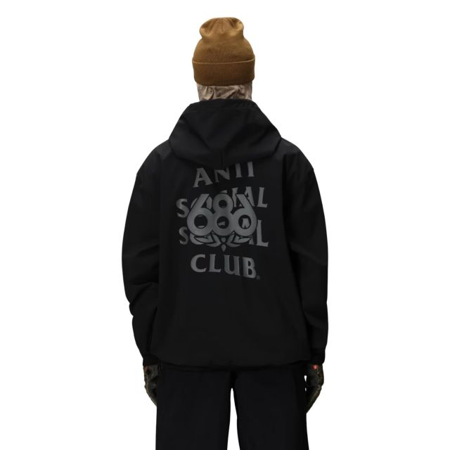 シックスエイトシックス ジャケット スノーボード 防水 パーカー メンズ 25-26モデル M5WNCS125 WP ASSC F1 HD  ASSC BLK  防水 フリース 裏地 ソフトシェル パーカー フーディ スノー ストリート 冬用 撥水