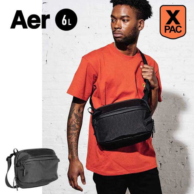 エアー スリングバッグ AER (29038) DAY SLING 3 MAX X-PAC BLK ボディバッグ ショルダーバッグ Aer ボディバッグ メンズ 人気 防水 タブレット収納 軽量 撥水 旅行用 パスポート収納(240305)