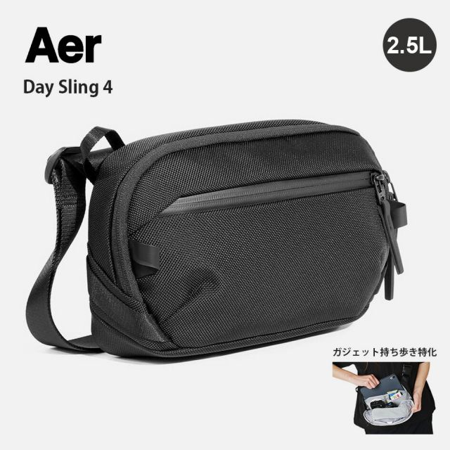 エアー デイスリング4 AER Day Sling 4 スリングバッグ ショルダーバッグ メンズ ボディバッグ ガジェット収納 ガジェットポーチ コンパクト 軽量 撥水 通勤 旅行 カフェ作業 2ちょい外出 ノマド ミニマリスト 1072 DAY SLING 4 BLK Q