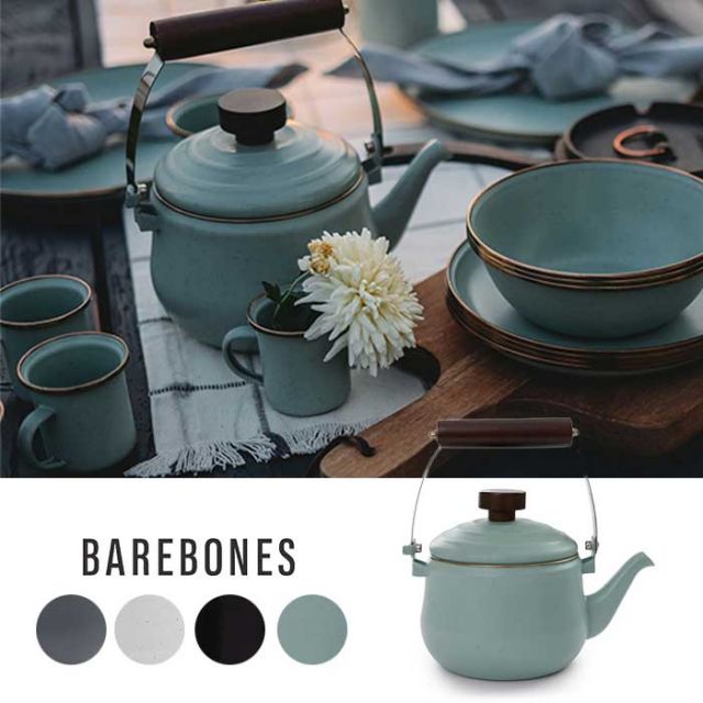 ベアボーンズリビング エナメル ティーポット Barebones Living アウトドア 食器 エナメル ティーポット アンティーク調 ホーロー 直火対応 ストーングレー BAREBONES Enamel Teapot アウトドア キャンプ ポット ケトル (240218)
