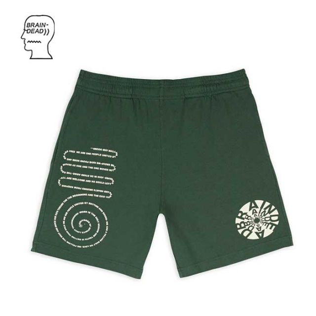 ブレインデッド ショートパンツ BRAIN DEAD NO SOULS JERSEY SHORT (B16002352GR01) GREEN メンズ ショーツ ハーフパンツ メール便 [220527]