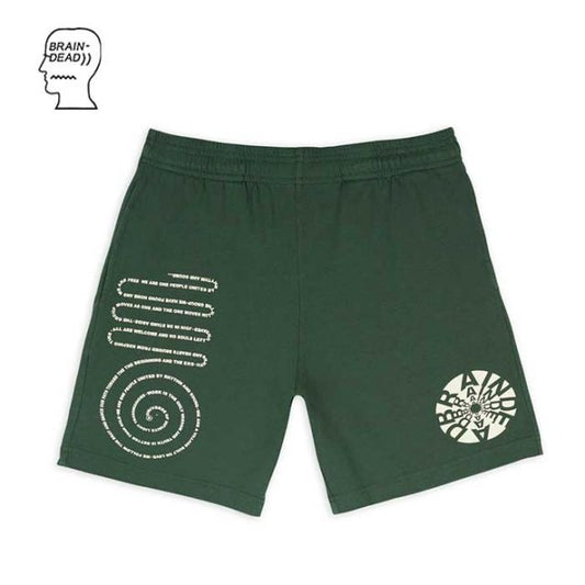ブレインデッド ショートパンツ BRAIN DEAD NO SOULS JERSEY SHORT (B16002352GR01) GREEN メンズ ショーツ ハーフパンツ メール便 [220527]