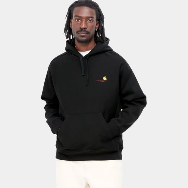 カーハートWIP メンズ パーカー Carhartt プルオーバー メンズ ルーズ フィット ヘビーウェイト I028279  HOODED AMERICAN SCRIPT SWEAT フード フーディ スウェット Pull Over Hoody Parker トップス メンズ 男性用   (231102)