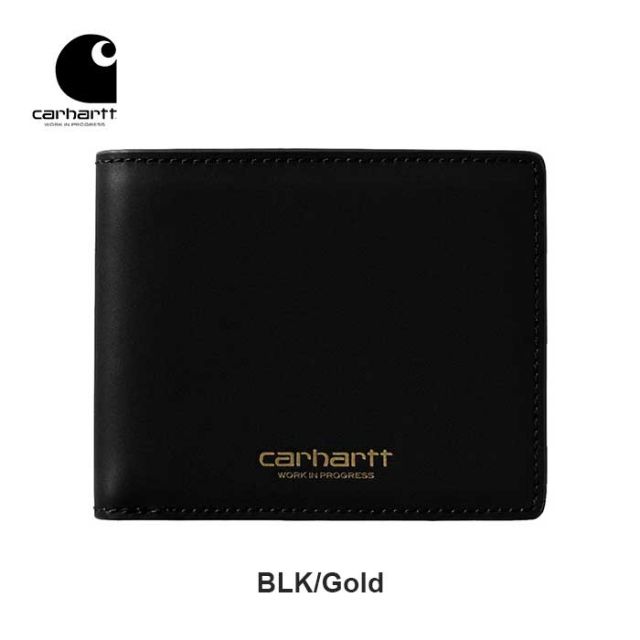 カーハート WIP レザー 財布 carhartt WIP I033108 VEGAS BILLFOLD BLK/GOLD メンズ レディース ユニセックス レザー 革 二つ折り おしゃれ ギフト プレゼント [メール便] (240404)