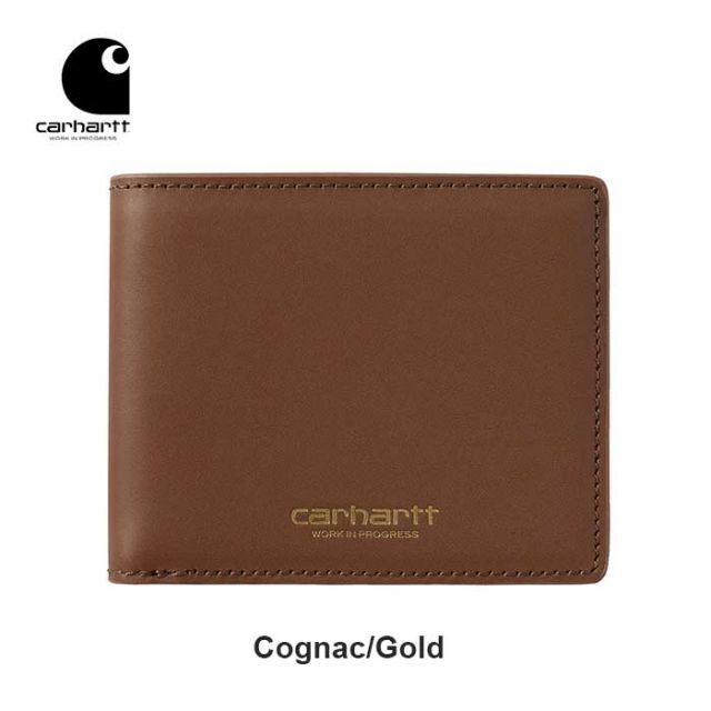 カーハート WIP レザー 財布 carhartt WIP I033108 VEGAS BILLFOLD BLK/GOLD メンズ レディース ユニセックス レザー 革 二つ折り おしゃれ ギフト プレゼント [メール便] (240404)