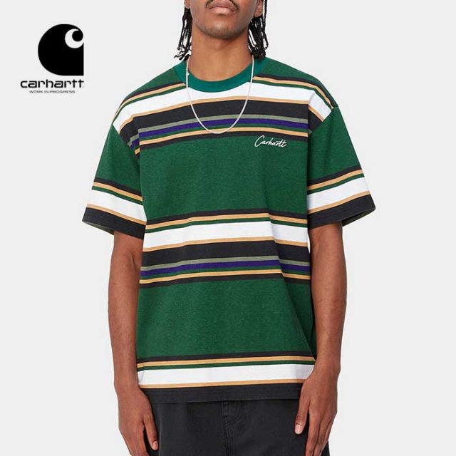 カーハート wip CARHARTT tシャツ ボーダー I032996 S/S MORCOM T-SHIRT MorcomStripe Chervil メール便 (240528)