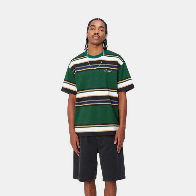 カーハート wip CARHARTT tシャツ ボーダー I032996 S/S MORCOM T-SHIRT MorcomStripe Chervil メール便 (240528)