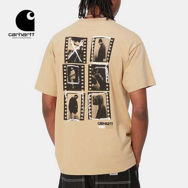 カーハート Tシャツ バックプリント carhartt wip I033178 S/S CONTACT SHEET Sable メール便 (240528)