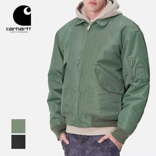 Carhartt I032300 OLTEN BOMBER MA-1 Flight Jacket メンズ アウター カーハート オルテンボンバー ジャケット ブラック グリーン 撥水 ミリタリー M L カーハート MA-1 ジャケット オルテンボンバー ブラック グリーン M / L (241129)