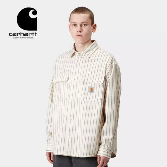 カーハート ジャケット carhartt I034827 HENDRY SHIRT JAC ヘンドリーシャツジャケット WIP ヘンドリー シャツジャケットメンズ ストライプジャケット コットンジャケット ワークジャケット 春 秋 アウター 軽アウター ストリート(250328)