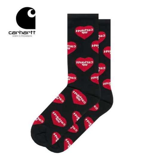 カーハート ソックス carhartt I034483 HEART LOGO SOCKS ハートロゴソックス 靴下 メンズ      ストリート系 ハートロゴ ジャカード おしゃれ レディース 厚手 コットン ワンポイント プレゼント ブランド 白 黒 ギフト (250328)