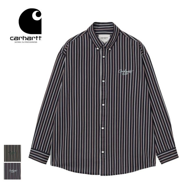 カーハート 長袖シャツ ストライプ CARHARTT I035330 L/S PALANCE SHIRT ボタンダウン ロングスリーブ パランスシャツ コットンツイル メンズ レディース ユニセックス 秋冬対応 (250912)