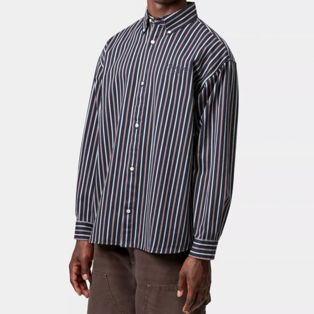カーハート 長袖シャツ ストライプ CARHARTT I035330 L/S PALANCE SHIRT ボタンダウン ロングスリーブ パランスシャツ コットンツイル メンズ レディース ユニセックス 秋冬対応 (250912)