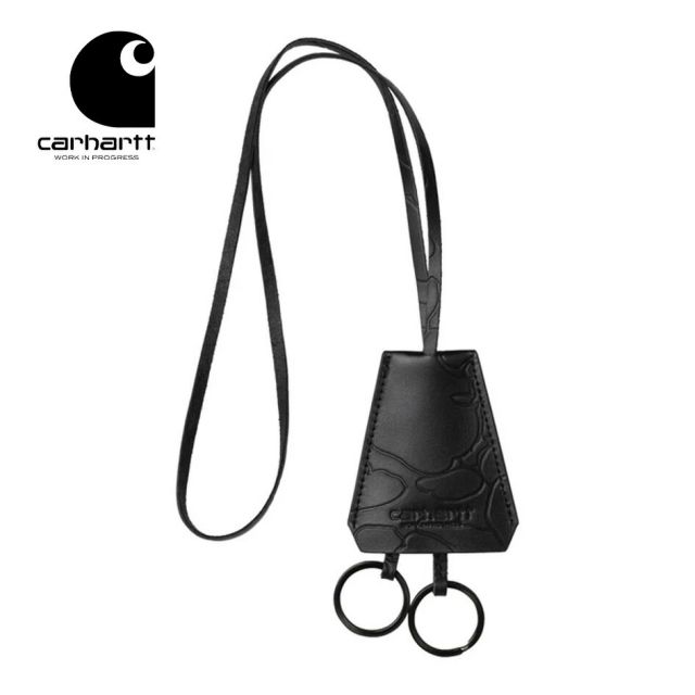 カーハート CARHARTT I035403 CAMO DUCK KEY BELL カモダックキーベル i035403 レザー製 迷彩型押し スクリプトロゴ ブラック 牛革 キーリング付き メンズ レディース 小物 ギフト対応 メール便 おしゃれ プレゼント おしゃれ (250912)