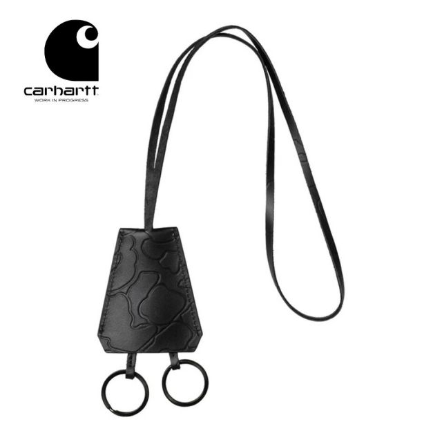 カーハート CARHARTT I035403 CAMO DUCK KEY BELL カモダックキーベル i035403 レザー製 迷彩型押し スクリプトロゴ ブラック 牛革 キーリング付き メンズ レディース 小物 ギフト対応 メール便 おしゃれ プレゼント おしゃれ (250912)