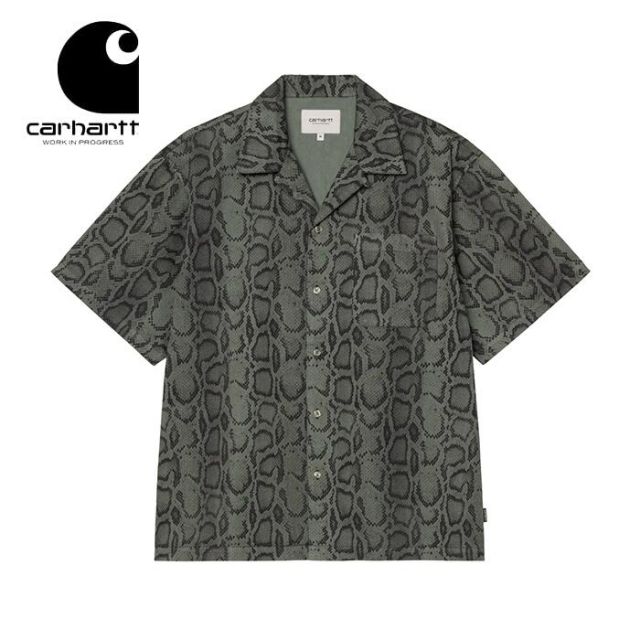 Carhartt WIP S/S Snake Camo Shirt I036275 カーハート シャツ 半袖 メンズ レディース カモ柄 ボウリングシャツ ルーズフィット コットン I036275 S/S SNAKE COMO SHIRT CAMOLEAF GMTD L M (メール便)
