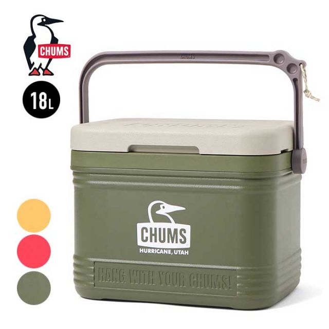 チャムス クーラーボックス Chums CH62-1893 Camper Cooler 18L キャンパークーラー18L 樹脂 キャンプ ピクニック レッド カーキ イエロー おしゃれ フェス レジャー 海 海水浴 バーベキュー BBQ 便利 釣り ペットボトル (240326)