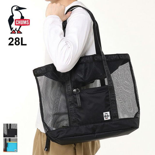 チャムス CHUMS CH60-3929　MESH TOTE BAG チャムス メッシュトートバッグ CHUMS トート バッグ アウトドア 28L 大容量 軽量 透け感 ドローコード 肩掛け可能 CH60-3929 (250406)