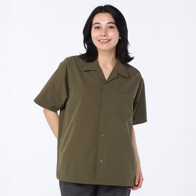 チャムス シアチャッカーストレッチシャツ CH02-1261 半袖シャツ メンズ レディース UVカット ドライ ストレッチ アウトドア カジュアル Seersucker Stretch S/S Shirt (260305)(メール便)