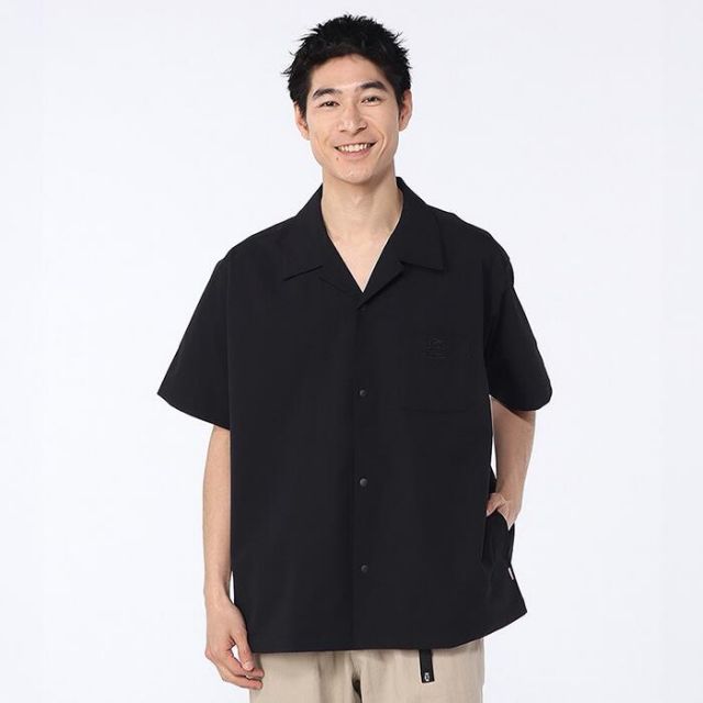 チャムス シアチャッカーストレッチシャツ CH02-1261 半袖シャツ メンズ レディース UVカット ドライ ストレッチ アウトドア カジュアル Seersucker Stretch S/S Shirt (260305)(メール便)