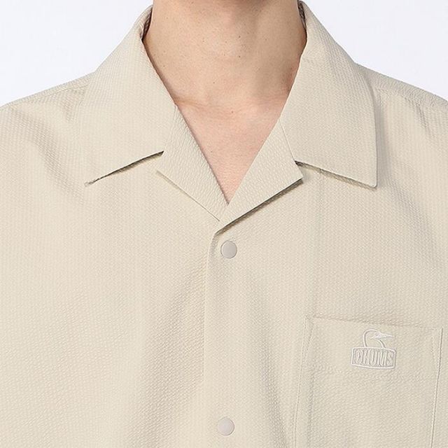 チャムス シアチャッカーストレッチシャツ CH02-1261 半袖シャツ メンズ レディース UVカット ドライ ストレッチ アウトドア カジュアル Seersucker Stretch S/S Shirt (260305)(メール便)