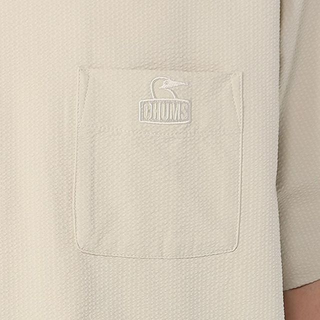 チャムス シアチャッカーストレッチシャツ CH02-1261 半袖シャツ メンズ レディース UVカット ドライ ストレッチ アウトドア カジュアル Seersucker Stretch S/S Shirt (260305)(メール便)